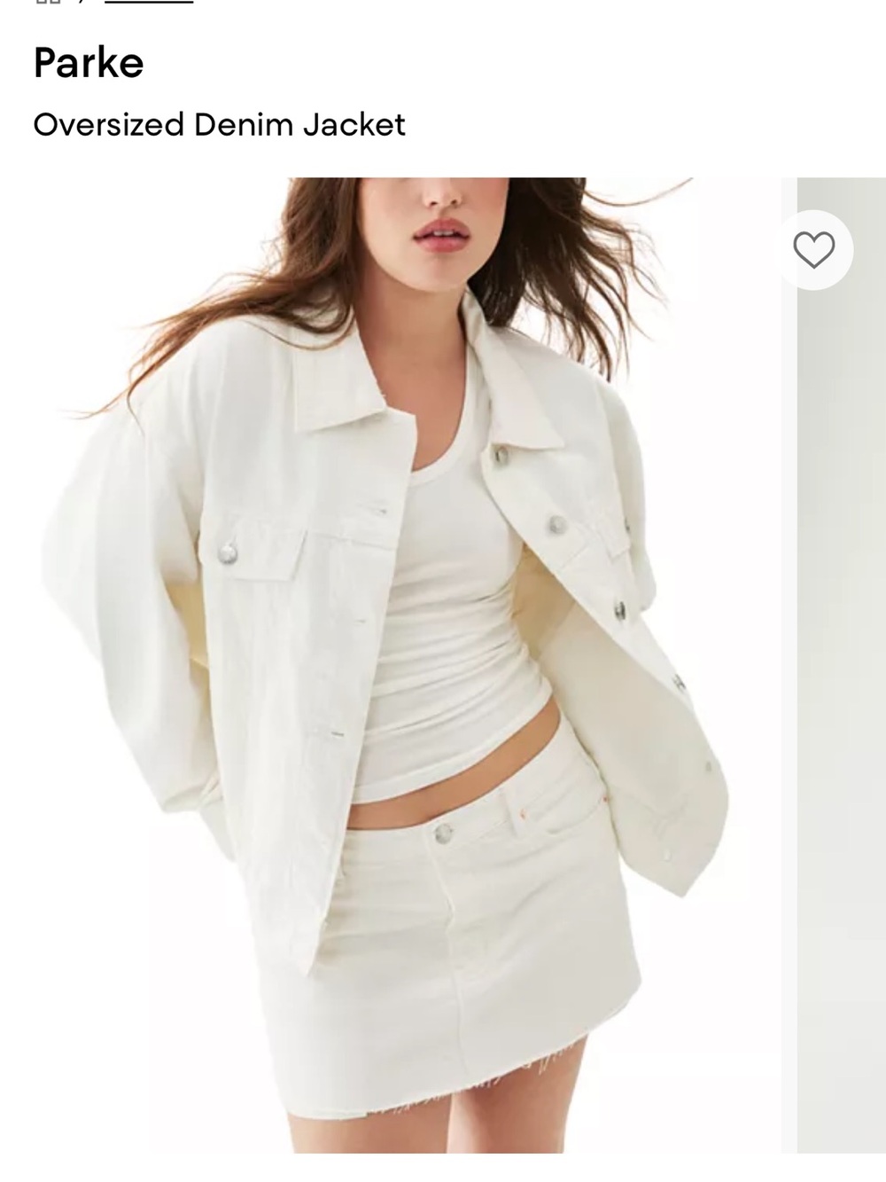 Parke Oversized White Denim Jacket